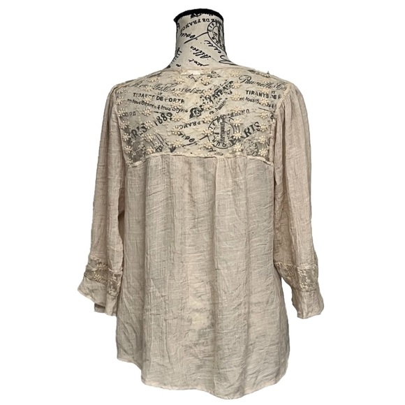 Jolt Ivory Lace Crochet Peasant Tunic Top M Boho Lagenlook Coastal Western - Picture 5 of 9
